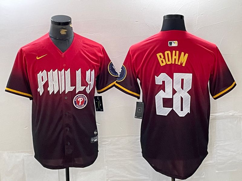 Men Philadelphia Phillies 28 Bohm Red City Edition Nike 2024 MLB Jersey style 2